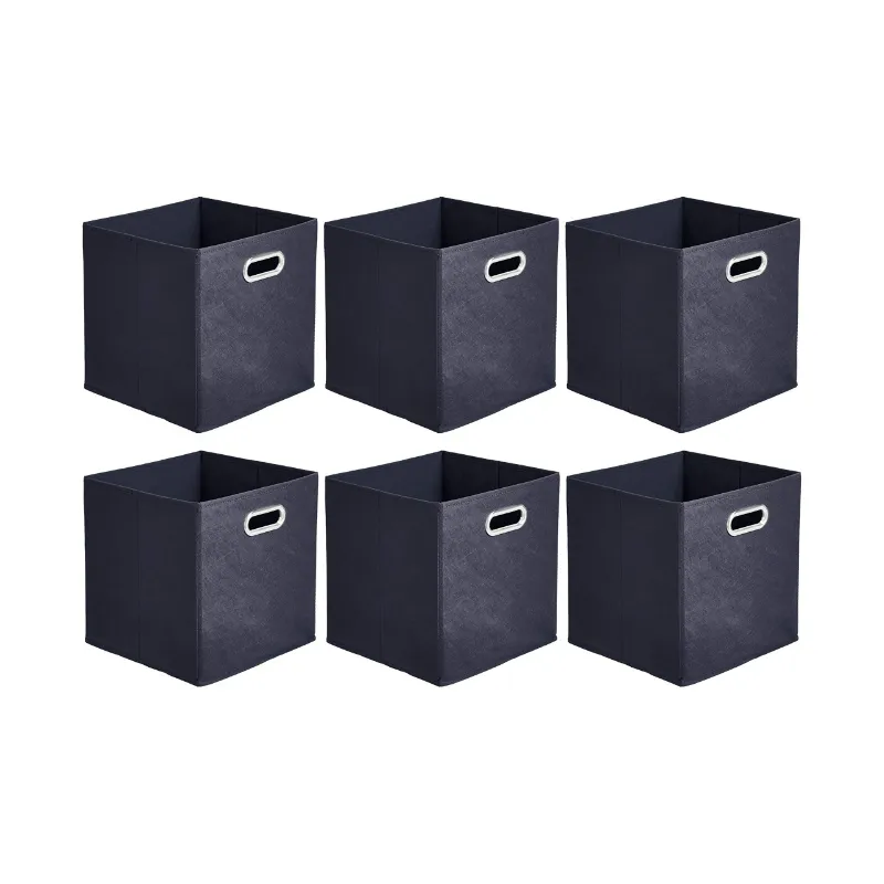 Bacs de rangement en tissu pliables, noirs, avec poignées, Pack de 6 Cubes, livraison gratuite