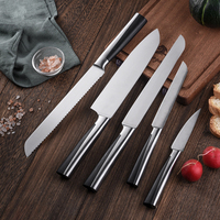 Ensemble de 5 couteaux de cuisine, couteau de chef, couteau à pain, couteau à viande, éplucheur universel, couteaux avec boîte, acier 4Cr14MOV, manche en ABS, couteau à découper, couteau à trancher