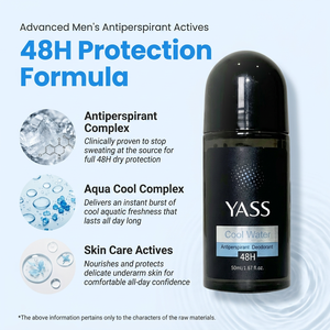 YASS <span class=keywords><strong>Deodorante</strong></span> Roll-on Cool Water per <span class=keywords><strong>Uomo</strong></span>, <span class=keywords><strong>Antitraspirante</strong></span> 50ml, Protezione 48H, Freschezza Acquatica, per Pelle Sensibile - Product Image 3