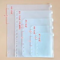 Pochette A7 givrée à fermeture éclair pour carnet A4, en PVC transparent, auto-scellante, pour argent et documents, compatible avec classeur à anneaux