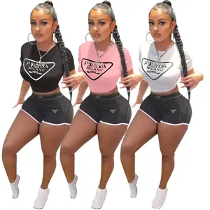 Summer Women Designer Luxury Brands Jogger Crop Tops Tracksuits Gym Clothes women`s clothing Solid color tops for women