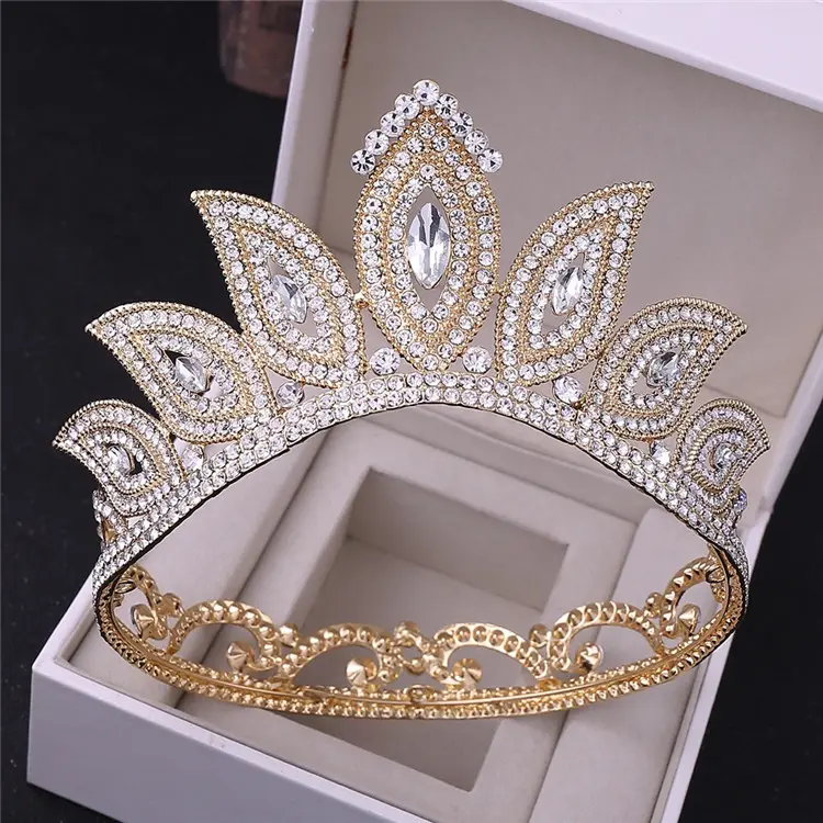 HJ166 European and American Wedding Birthday Headwear Hair Accessories Magic Eye Series Baroque Rhinestone Bride Round Crown