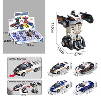 HW Coche Deportivo de Plástico ABS con Fricción, Bugatti Genial, Transformable en Robot, Juguete de Policía de Carreras con Inercia, 8 piezas/caja