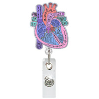 Porte-badge rétractable créatif en feutre et acrylique motif organes humains pour médecins et infirmières, avec clip et porte-clés