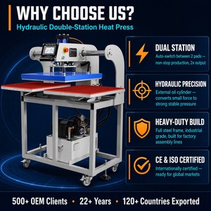 Hydraulic Double Station Heat Press Machine 38x38 40x50 40x60 | Auto-Release Sublimation DTF Transfer | 110V 220V