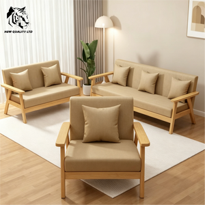 Fábrica ofrece sofá nórdico nuevo de diseño, muebles de sala de estar de madera y tela, personalizado, a precio económico, gran stock listo para enviar. - Product Image 5