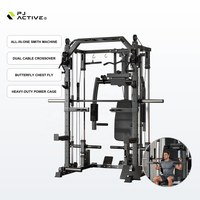 PINJIAN Machine Smith Robuste, Cage de Musculation Multifonctionnelle, Station de Gym Tout-en-un pour Entraînement de Force Complet du Corps