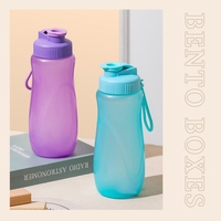 Boîte à lunch à 2 compartiments sans BPA et ensemble de bouteille d'eau en plastique avec couvercle en plastique, grande capacité, écologique, cuillère et fourchette