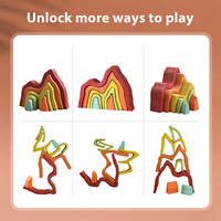 Jouets en bois empilables personnalisés, blocs d'empilage arc-en-ciel, jouets en bois, blocs de construction en forme de vague de mer, jouets éducatifs Montessori