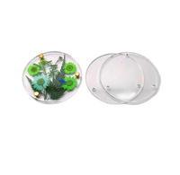 Sous-verre décoratif en acrylique pour tasses à fleurs pressées, sous-verre rond en cristal transparent pour boissons