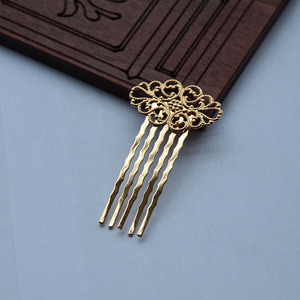 Épingle à cheveux en cuivre pur 31x58mm, style antique, peigne à cheveux fait main, plaqué or et argent, accessoire de mariage DIY - Product Image 3