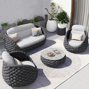 Ensemble de canapés modernes en rotin tissé, terrasse, cour, <span class=keywords><strong>balcon</strong></span>, <span class=keywords><strong>salon</strong></span>, villa, mobilier de loisirs avec coussin - Product Image 2