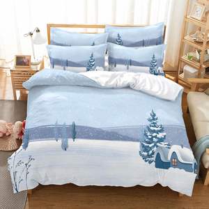 Juego de <span class=keywords><strong>cama</strong></span> con diseño de copos de nieve y muñeco de nieve para niños, Sábana de edredón, cofre de nieve, temporada de invierno - Product Image 2