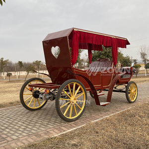 Calèche électrique ZOWN pour mariage, 4 roues, garniture or blanc, sièges bleus, style vintage, pour 4 à 6 personnes, garantie 2 ans, utilisation touristique - Product Image 1