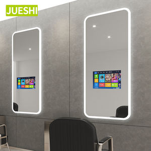 JUESHIラグジュアリーゴールド理髪Ledライト付きサロンミラービューティーサロン長方形ミラーステーションでの使用 - Product Image 1