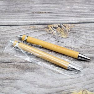 Promotional Gift <b>Retractable</b> Bamboo <b>Pen</b> 1mm Black Blue Sustainable Ballpoint <b>Pen</b> With LOGO - Product Image 6