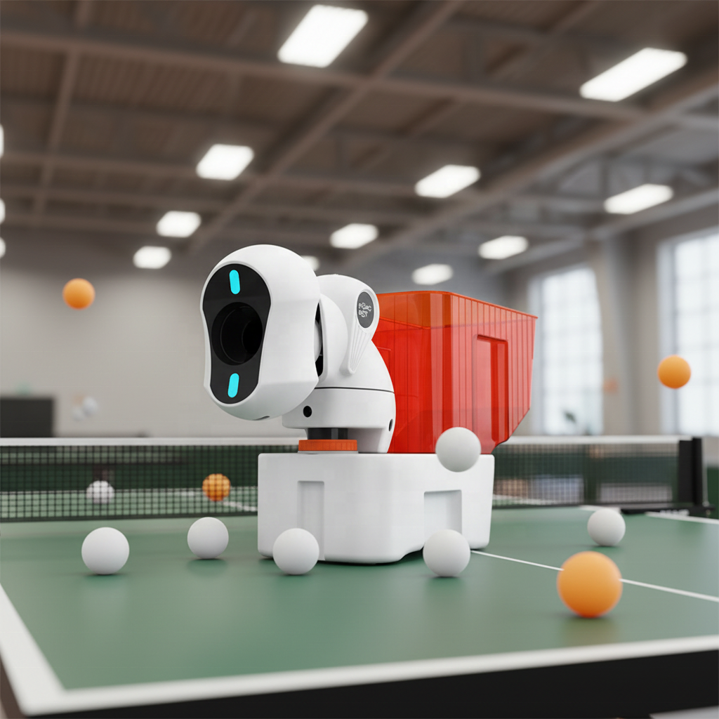 For NOVA Indoor Portable Table Tennis Robot Training Machine with Adjustable Arc 50 Balls/Minute Made Durable Plastic Modern