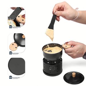 Nouvel ensemble de raclette mini personnalisé, portable, pliable, en métal antiadhésif, pour fondue au fromage à la chandelle, avec spatule - Product Image 3