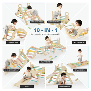 BlueWood 10 en 1 Pikler Triangle Set, juguetes de escalada para niños pequeños para interiores, escalador Montessori, gimnasios Baby Jungle con arco - Product Image 5