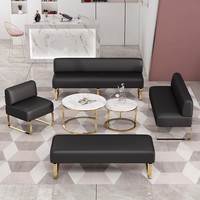 Chaise de canapé longue en acier inoxydable rouge net pour salon de coiffure Salon de beauté Design simple salon de coiffure salle de repos d'attente pour salon