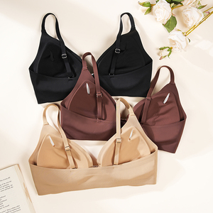 Cộng với kích thước phụ nữ liền mạch không dây push-up áo ngực tam giác cup hình dạng phía trước đóng cửa có thể điều chỉnh dây đai dệt kim thoáng khí rắn - Product Image 6