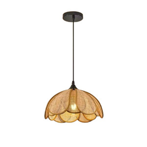 Rattan Art Chandelier Round E27 <b>Led</b> <b>Light</b> Natural Wood Color Single Head Home Decor Zen Style Bedroom Tea Room Pendant <b>Light</b> - Product Image 5