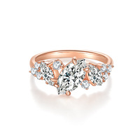 Bague de promesse en or rose 1 carat avec diamant simulé pour femme, couleur D, en argent sterling 925, coupe marquise, moissanite