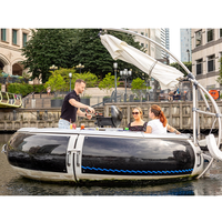 Bateau BBQ Donut Commercial à Louer pour 8 Personnes, Bateau Flottant Électrique avec Barbecue et Parasol pour Complexes et Parcs Aquatiques