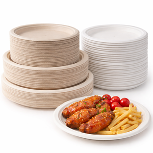 Assiettes de <span class=keywords><strong>mariage</strong></span> compostables en bagasse de canne à sucre, vaisselle jetable, fabricant direct d'usine OEM pour les acheteurs de services de traiteur - Product Image 2