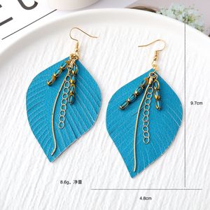 Pendientes colgantes con diseño de gota de agua, cuero estampado de leopardo, borla de hojas, joyería de moda para mujer - Product Image 2