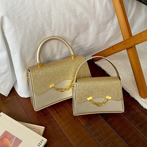 2026 New Women Glitter Gradient Set <strong>Handbag</strong> 2 in 1 Luxury <strong>Gold</strong> Metal Chain Lock Box With <strong>Small</strong> Formal Shoulder Bag for Women - Product Image 3