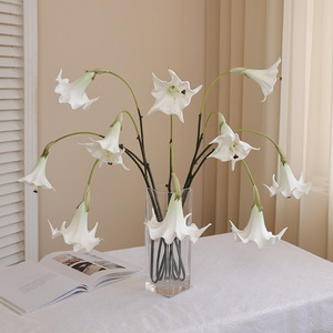 Nuevo <span class=keywords><strong>Mandara</strong></span> realista doble cabeza Datura colgante planta verde Artificial decoración de la boda al por mayor - Product Image 3