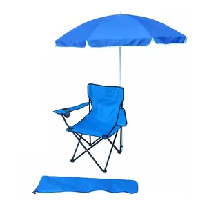 Silla de playa plegable portátil, silla de exterior con sombrilla