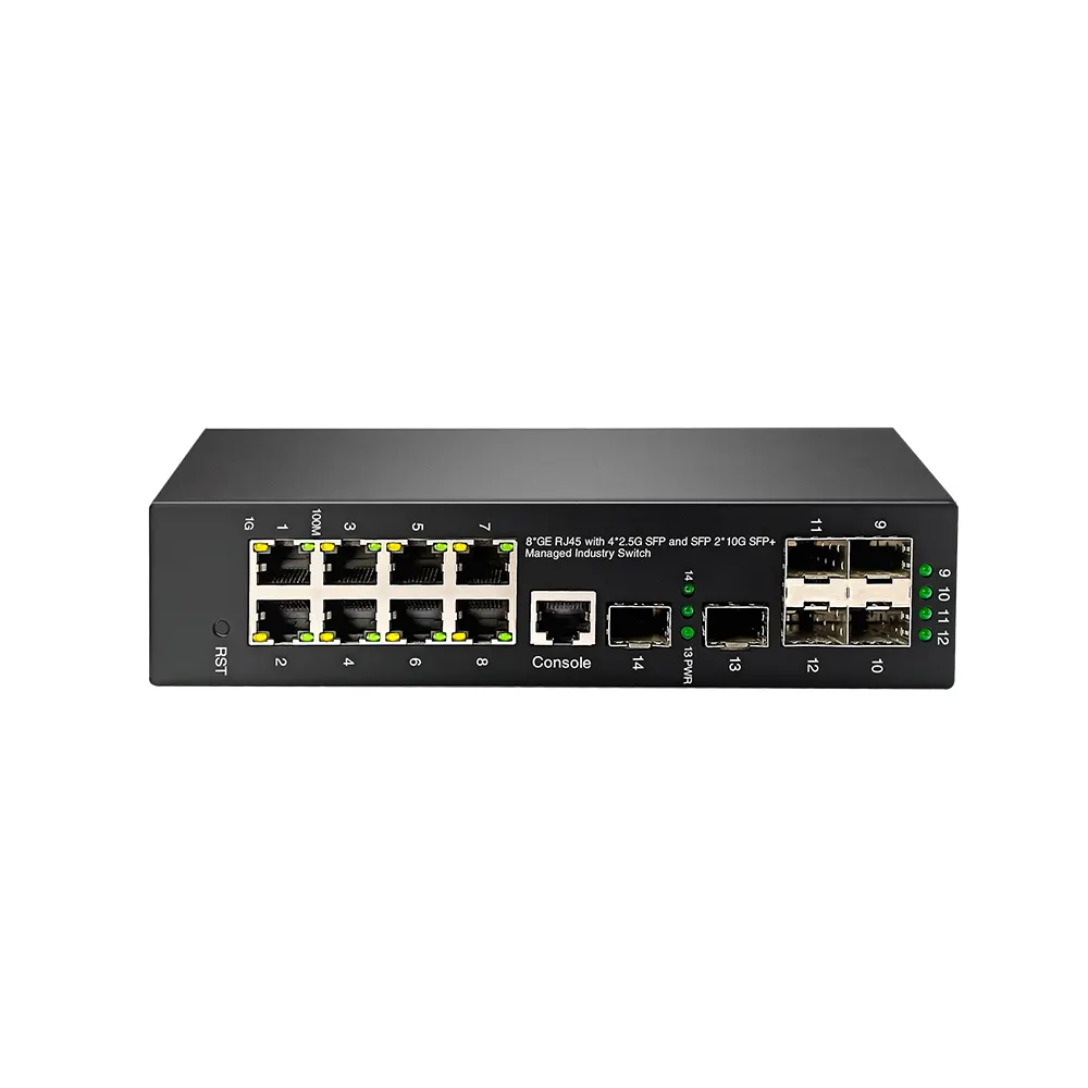 Großhandels preis Din Rail Fast Ethernet L2 Verwalteter industrieller 8-Port-PoE-Switch mit 2x10G SFP 4x2,5G SFP