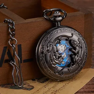 Orologio da Tasca Meccanico Steampunk Scheletrato da Uomo e Donna, Lusso Antico, con Collana e Catena, Orologio da Polso Maschile e Femminile - Product Image 1