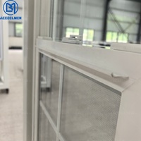 Fenêtre verticale simple à battant inclinable et coulissant en PVC, design grille, fabrication américaine, sur mesure pour maisons