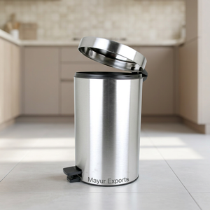 High Quality Eco-Friendly Stainless Steel Cylindrical Step <b>Bin</b> <b>with</b> Foot Pedal for Indoor/Outdoor Waste Management - Product Image 3