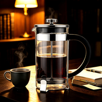 Cafetière à piston avec infuseur à thé en verre borosilicate 1000 ml, filtre en maille d'acier inoxydable, presse manuelle pour le camping