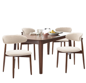 Silla de Comedor Tapizada en Tela de Estilo Moderno de Mediados de Siglo, con Patas y Asiento de Madera, para el Hogar - Product Image 1
