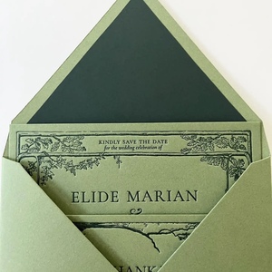 Elegant Green Art <b>Paper</b> Greeting Card Save Date Card Floral <b>Pattern</b> Film Lamination Letterpress Printing Custom Logo Vanilla - Product Image 1