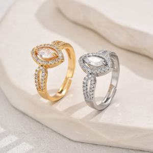 Cross Border Hot Selling Fashion Light Luxe Water Drop Opening Ring Veelzijdige Temperament Verstelbare Ring Voor Vrouwen - Product Image 4
