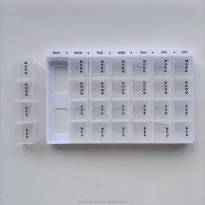 Organisateur de pilules hebdomadaire avec logo personnalisé, 7 jours, 28 compartiments, boîte à pilules MORN NOON EVE BED avec braille - Product Image 2