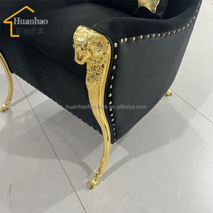 Fauteuil de luxe nordique pour salon, <span class=keywords><strong>chaise</strong></span> en métal au design italien unique, fauteuil d'appoint en velours à <span class=keywords><strong>dossier</strong></span> <span class=keywords><strong>haut</strong></span> - Product Image 4