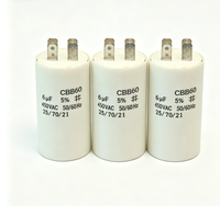 Condensateur à film plastique CBB60 Série 450V AC 6UF pour moteur de climatiseur, ventilateur, pompe à eau, compresseur