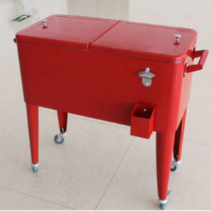 Chariot rétro pour boissons glacées multicolores personnalisé de 73 L, glacière en métal vintage, glacière roulante - Product Image 4