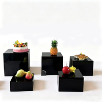 Lot de 8 présentoirs carrés pour desserts, buffet noir et blanc, support à gâteaux en acrylique, cube rehausseur pour mariage et hôtel