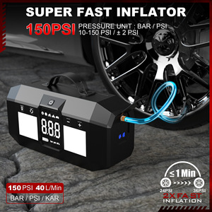Compresseur d'air multifonction 150 PSI 12V avec booster de batterie au lithium 3500A et démarreur de secours pour voiture, moniteur de pression des pneus ABS - Product Image 5