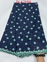Dentelle de Voile suisse africaine de luxe avec des pierres 5 Yards Offre Spéciale 100% coton broderie dentelle tissu pour robe de soirée