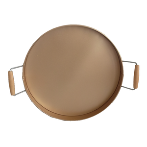 Grand plateau de Service décoratif rond <span class=keywords><strong>en</strong></span> métal galvanisé avec poignée <span class=keywords><strong>en</strong></span> <span class=keywords><strong>bois</strong></span>, vente <span class=keywords><strong>en</strong></span> gros - Product Image 5
