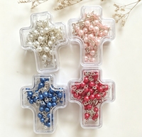 Boîte à bijoux transparente en forme de croix pour cadeaux, colliers et chapelets, boîte de rangement en forme de croix, vente en gros
